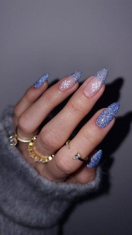 Glittered Blue Nails