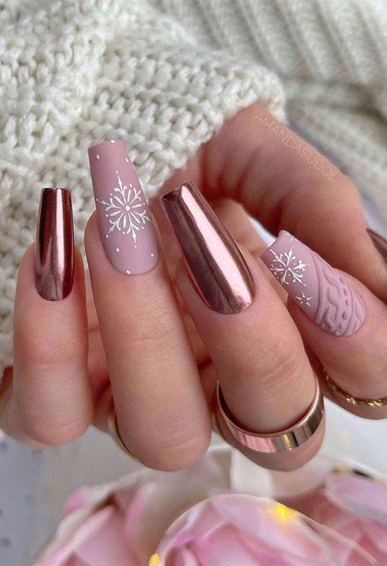 Matte And Chrome Nails