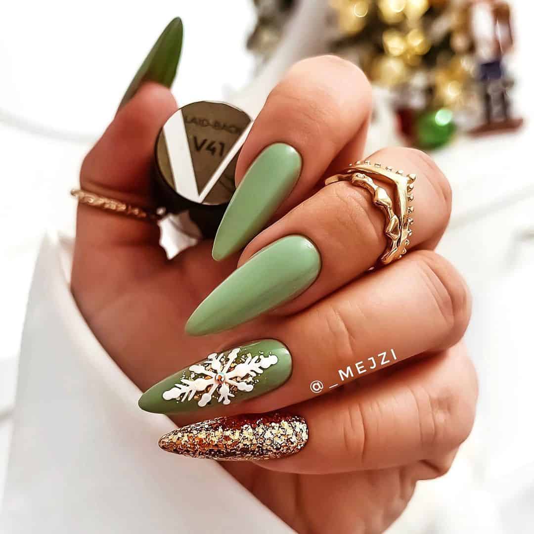 Pastel Green Christmas Nails