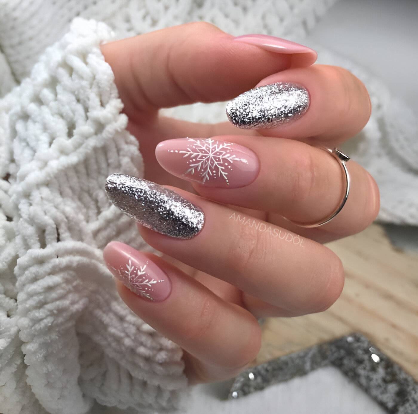 Pink And Silver Nails