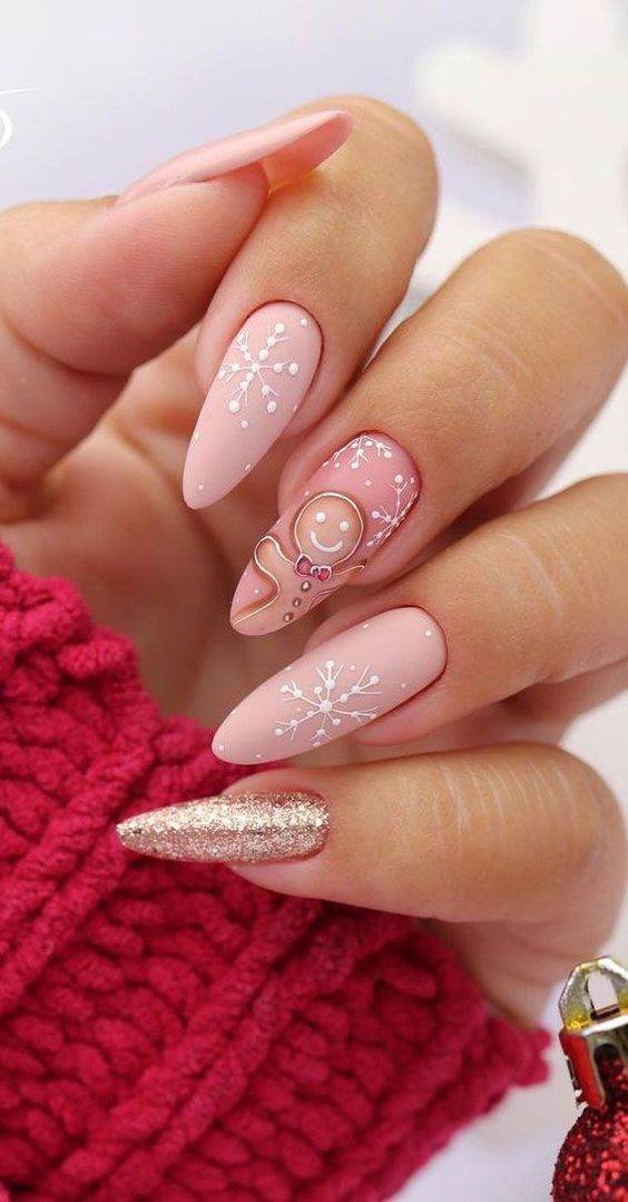 Pink Gingerbread Nails