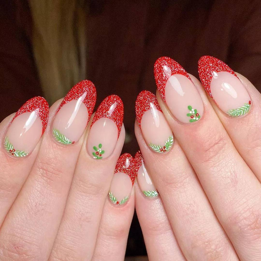 Red Holiday French Tips