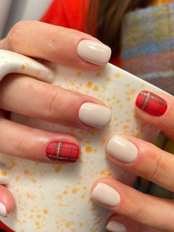 Red Plaided Nails