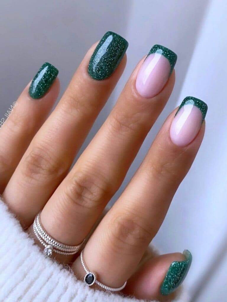Sparkly Green Nails