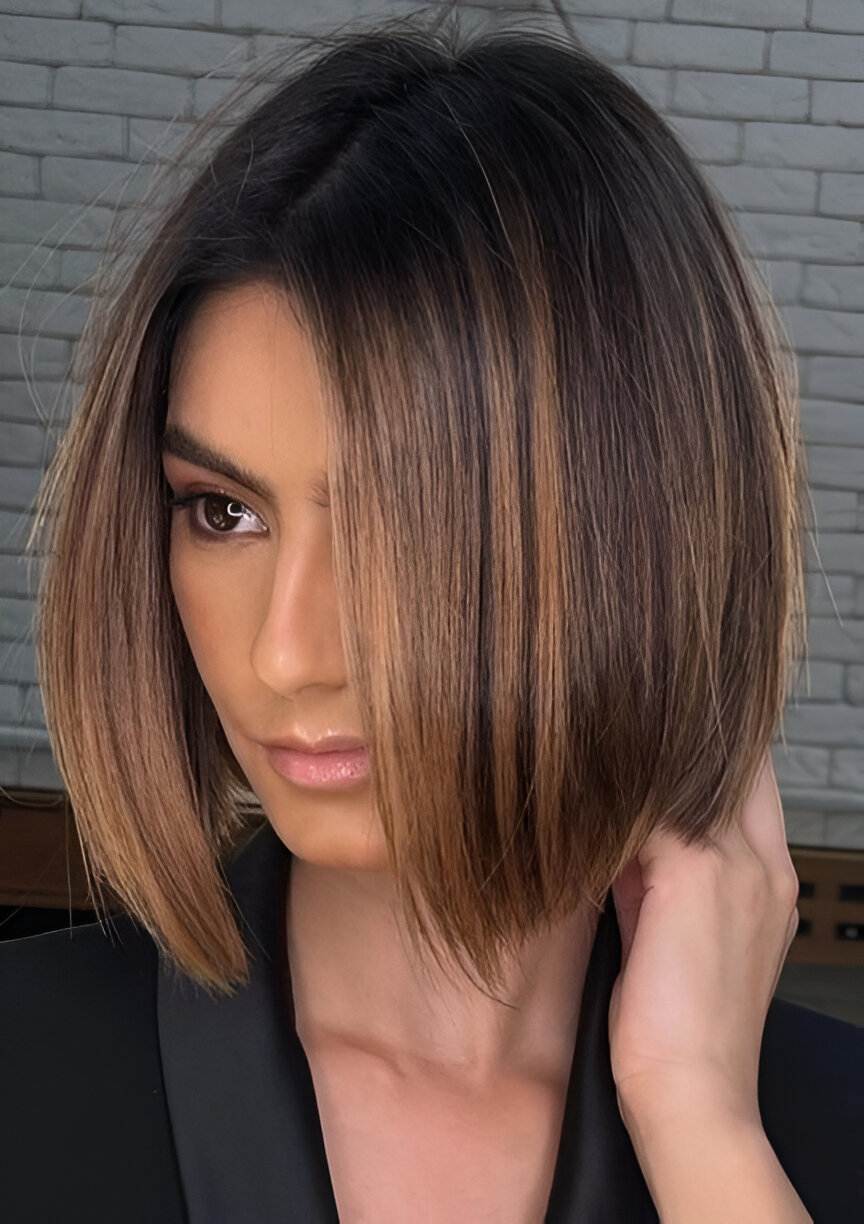 Blunt Bobs With Subtle Brown Highlights