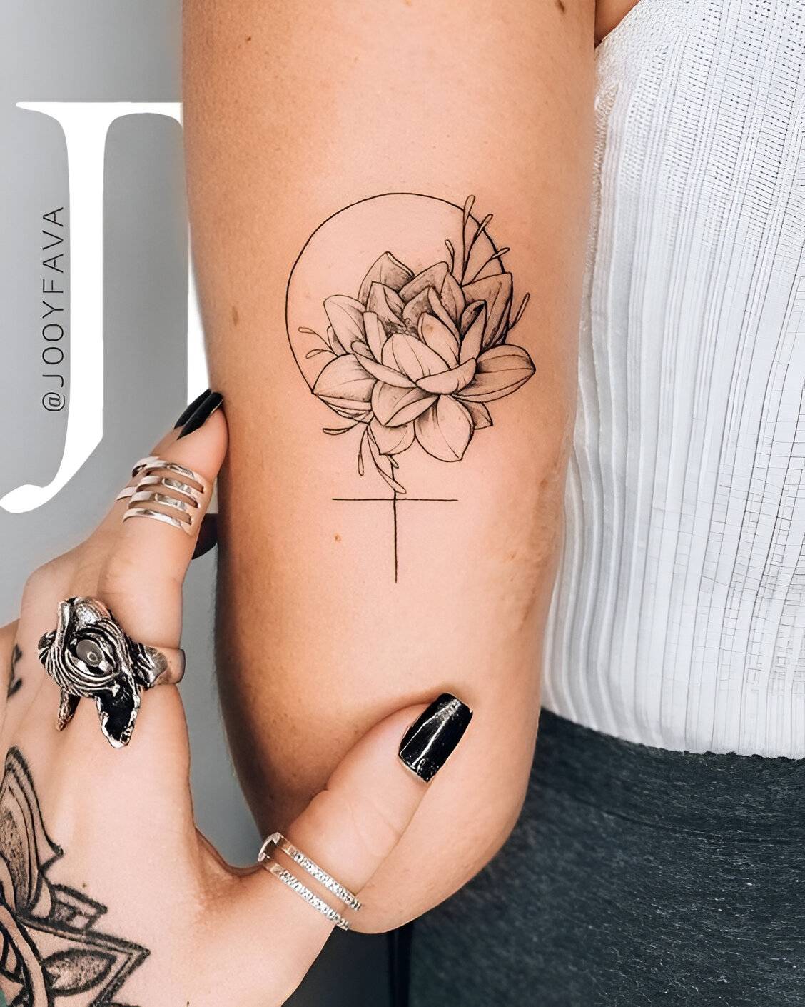 Flower And Cross Tattoo
