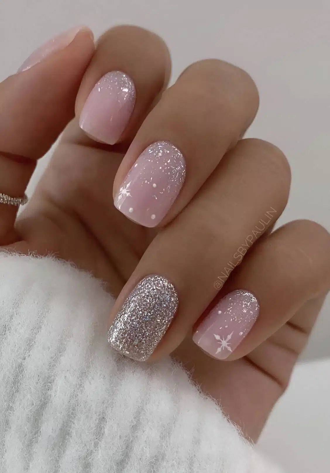 Glitter And Pink Nails