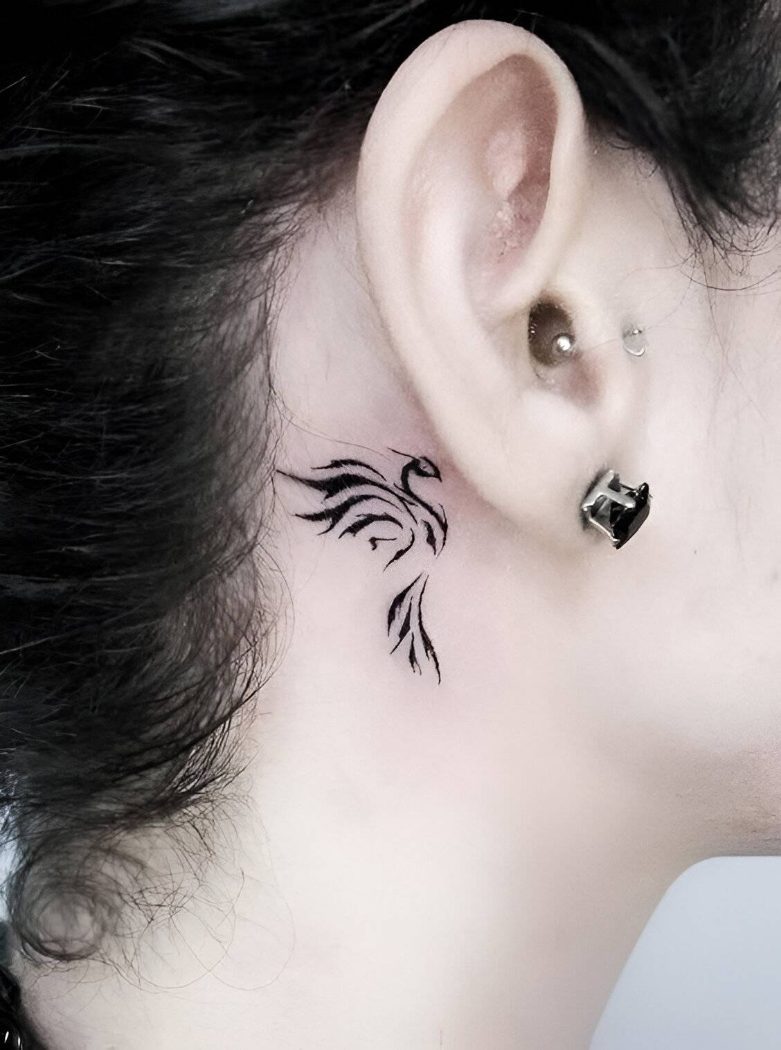 Phoenix Tattoos Behind The Ear