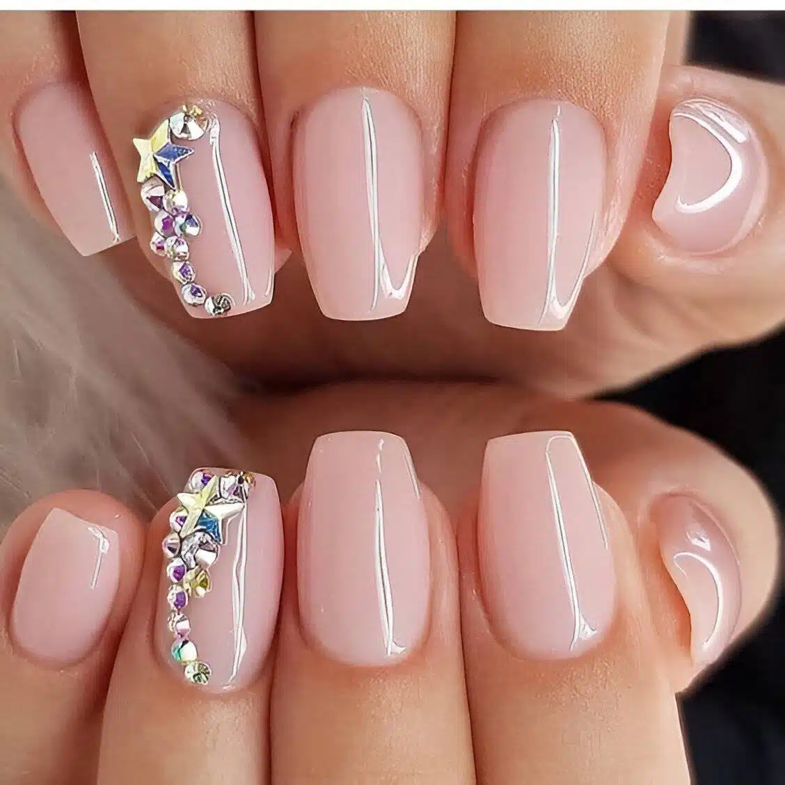 Short Nails With Gems
