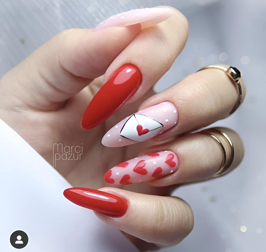 30 Irresistible Red Heart Nails For The Perfect Romantic Date 14