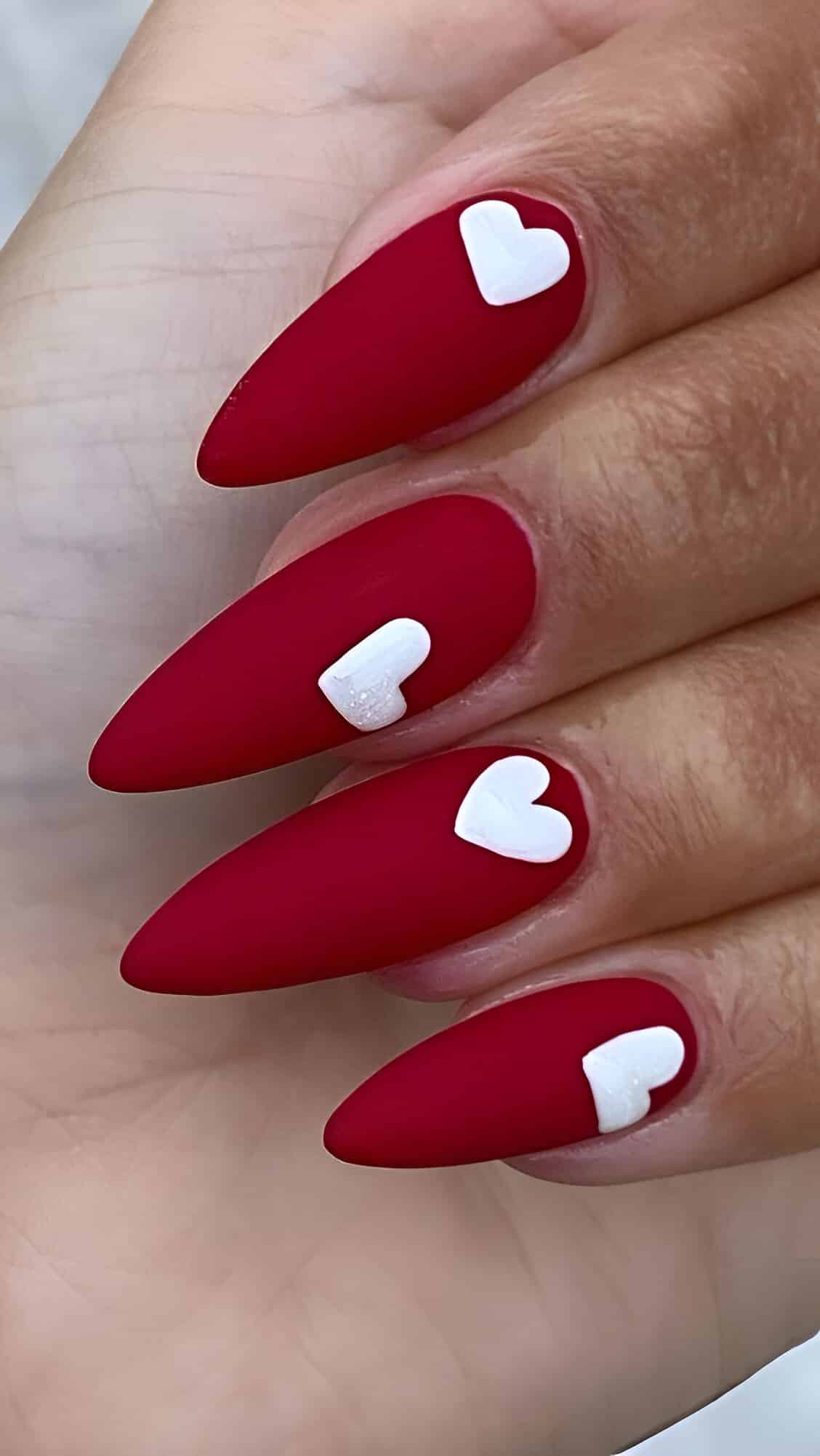 30 Irresistible Red Heart Nails For The Perfect Romantic Date 23