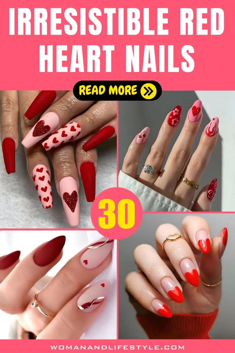 30 Irresistible Red Heart Nails For The Perfect Romantic Date - 37