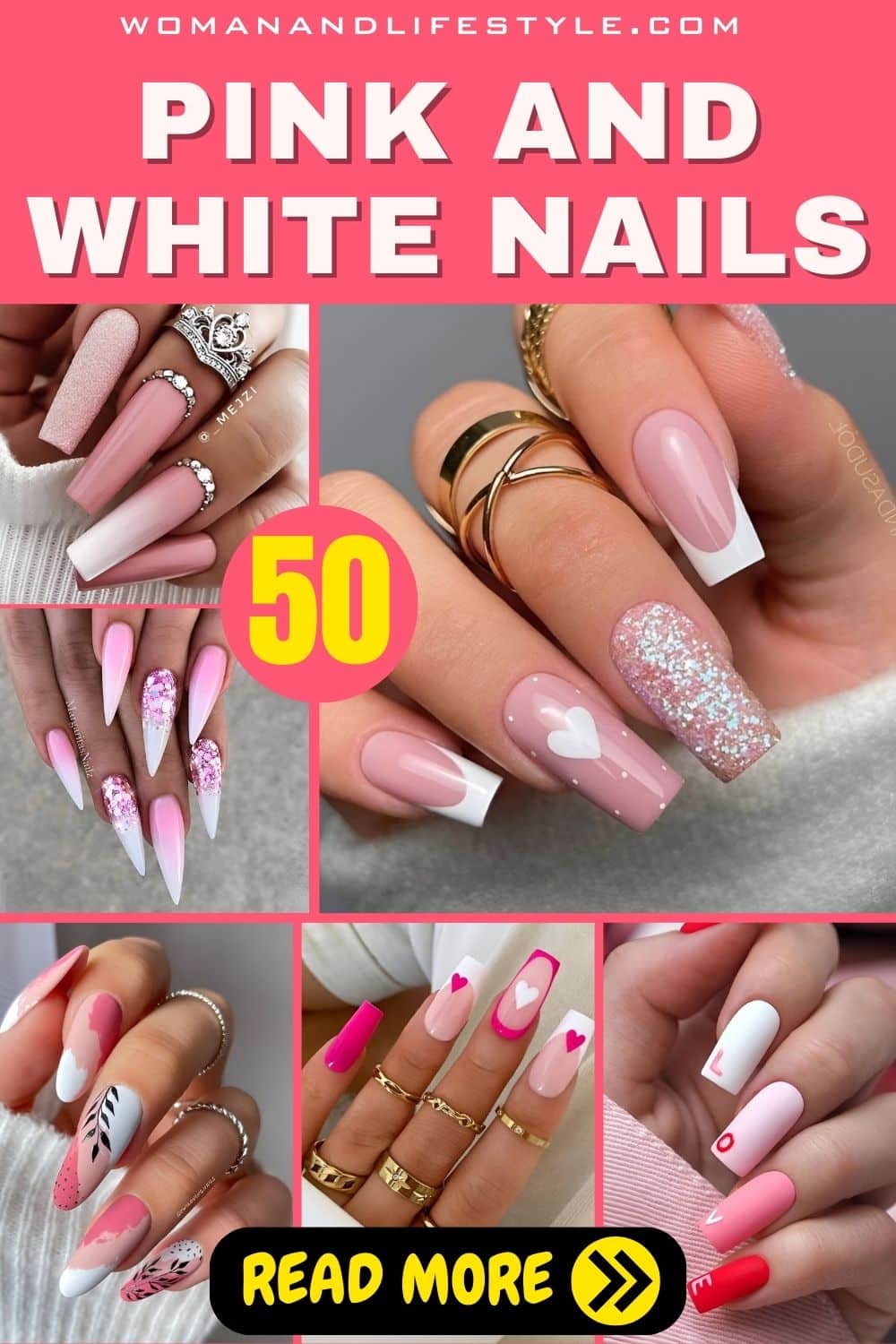 50 Drool-Worthy Pink And White Nails To Make You A Beauty Queen - 57