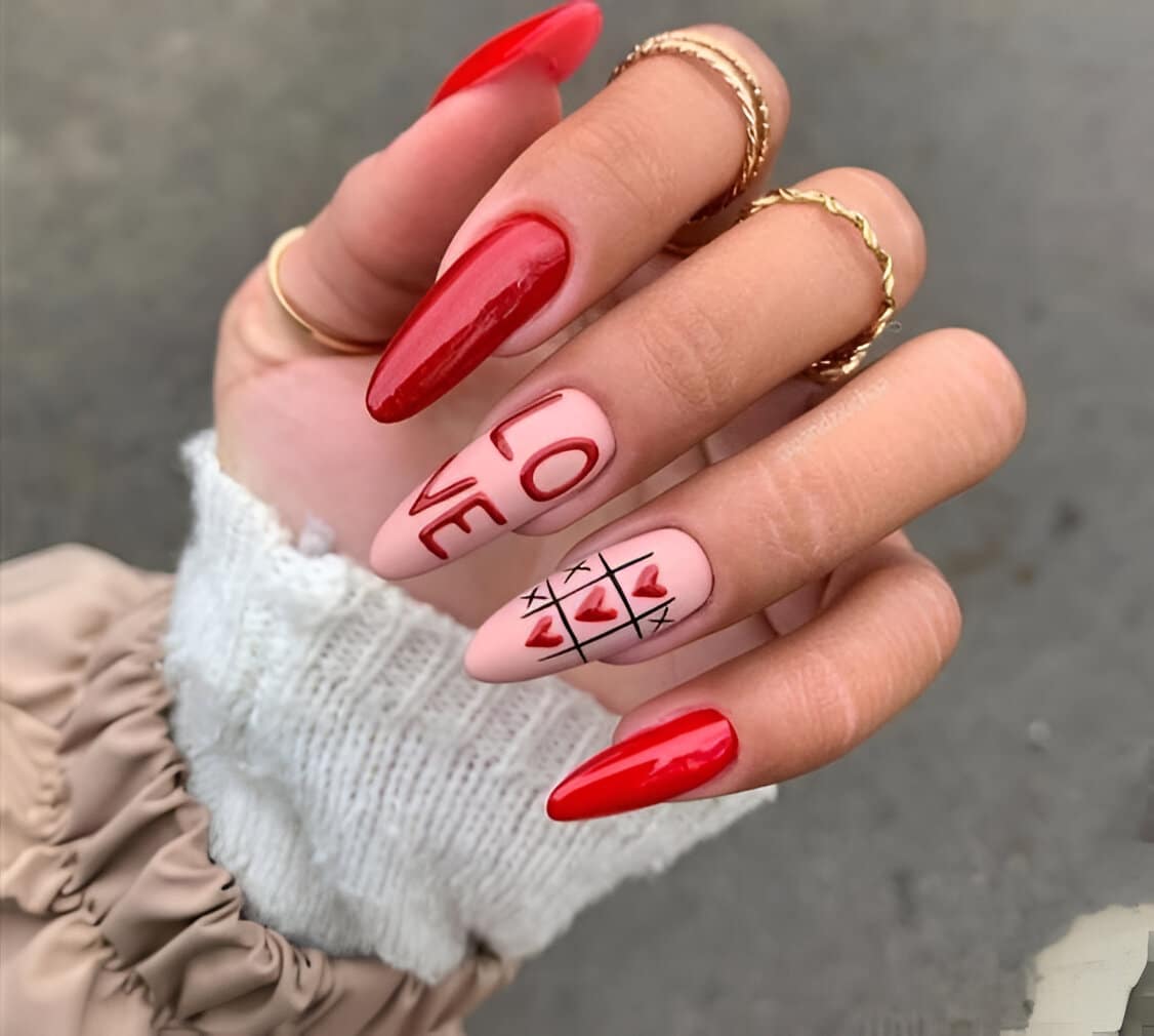 Red Valentines Day Nails 7