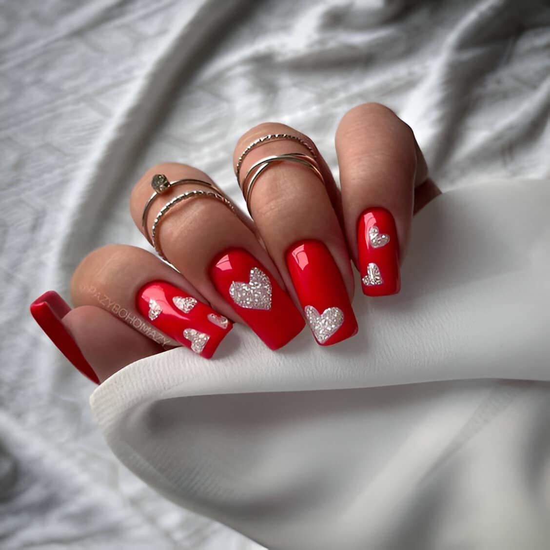 Red Valentines Day Nails 8