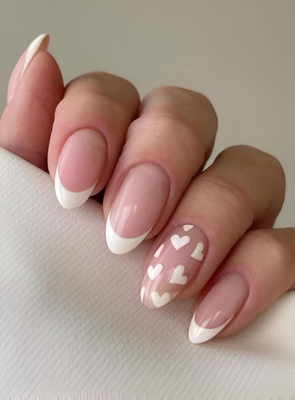 Simple Pink And White Nails 10