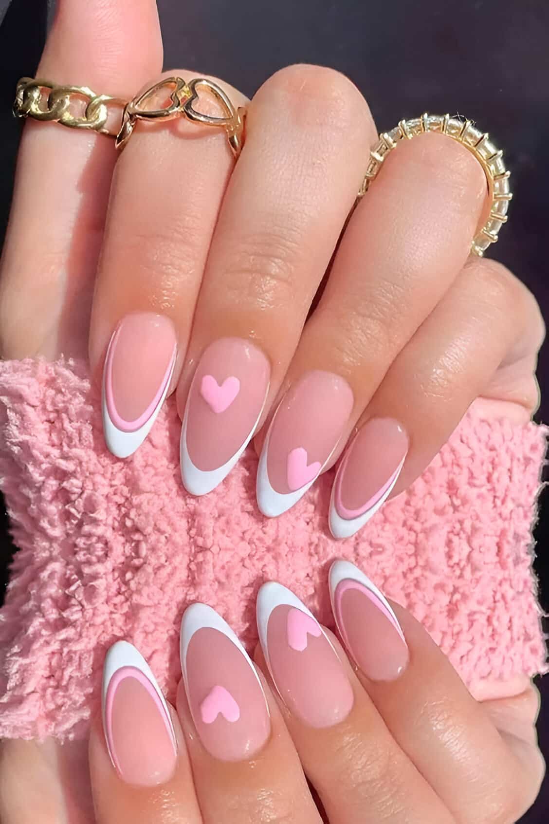 Simple Pink And White Nails 5