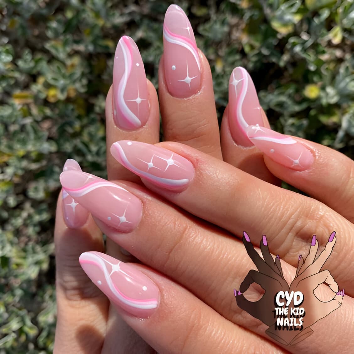 Simple Pink And White Nails 6