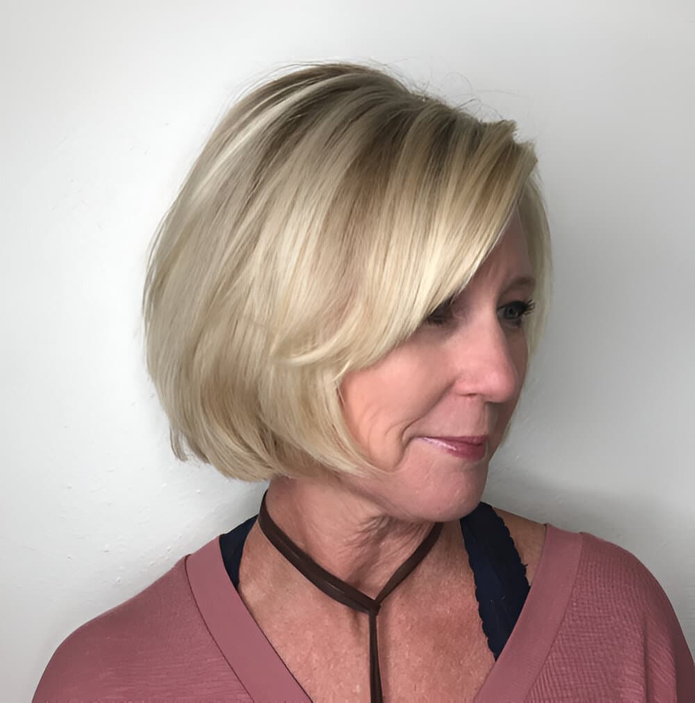 Classy Blonde Bob with Side-Swept Bangs