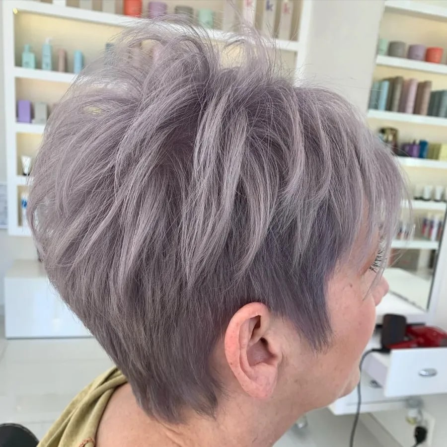Lavender-Gray Spiky Haircut
