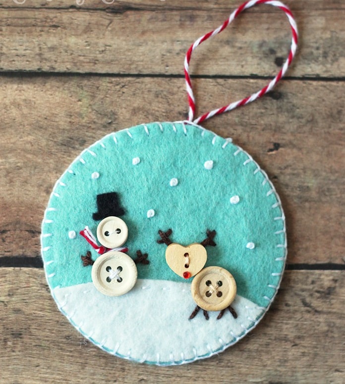 Button and Felt DIY Christmas Ornaments