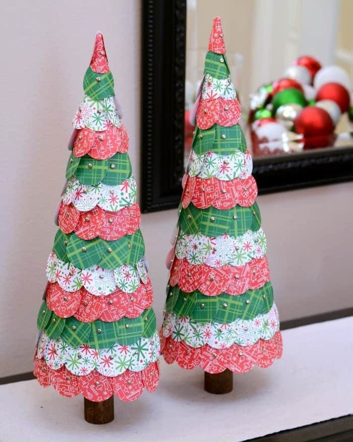 Circle Punched Paper Christmas Trees