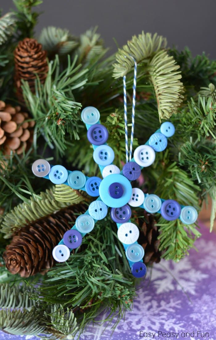 Craft Stick and Buttons Snowflake