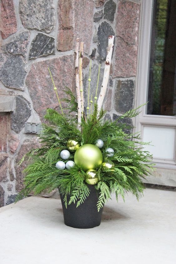 Elegant Evergreen Bauble Arrangement