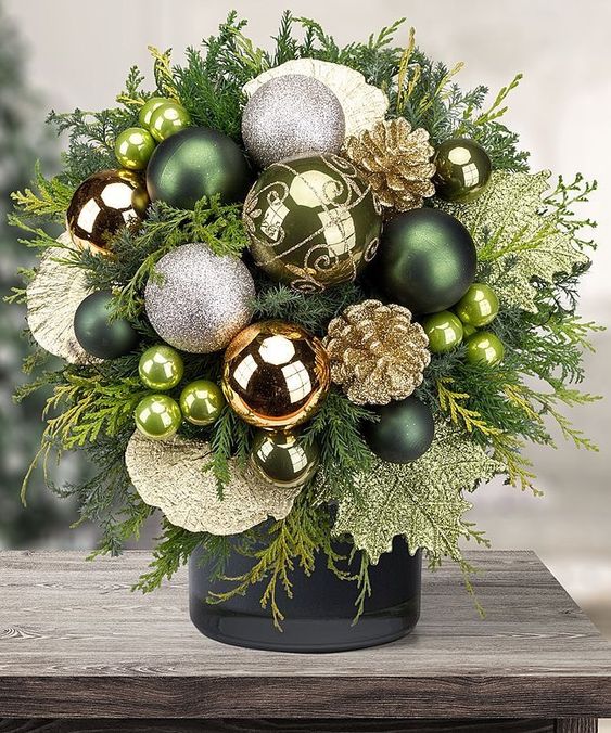 Elegant Evergreen Bauble Centerpiece