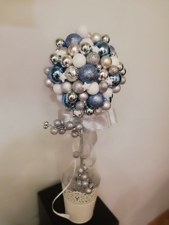 Elegant Frosted Bauble Topiary