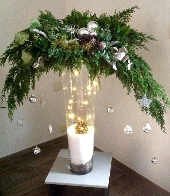 Evergreen Elegance with Glowing Pinecone