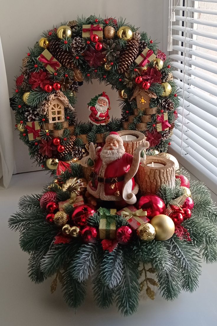 Festive Santa Bauble Wreath