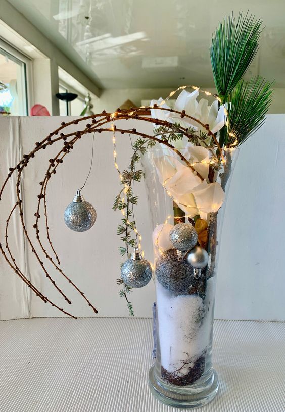 Frosted Elegance Winter Vase