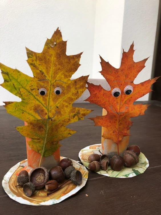 Whimsical Leaf Creatures with Acorn Base 1