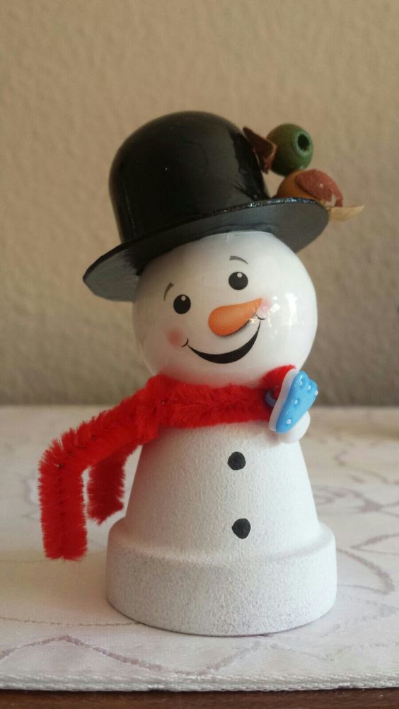 Adorable Mini Snowman Pot Decor