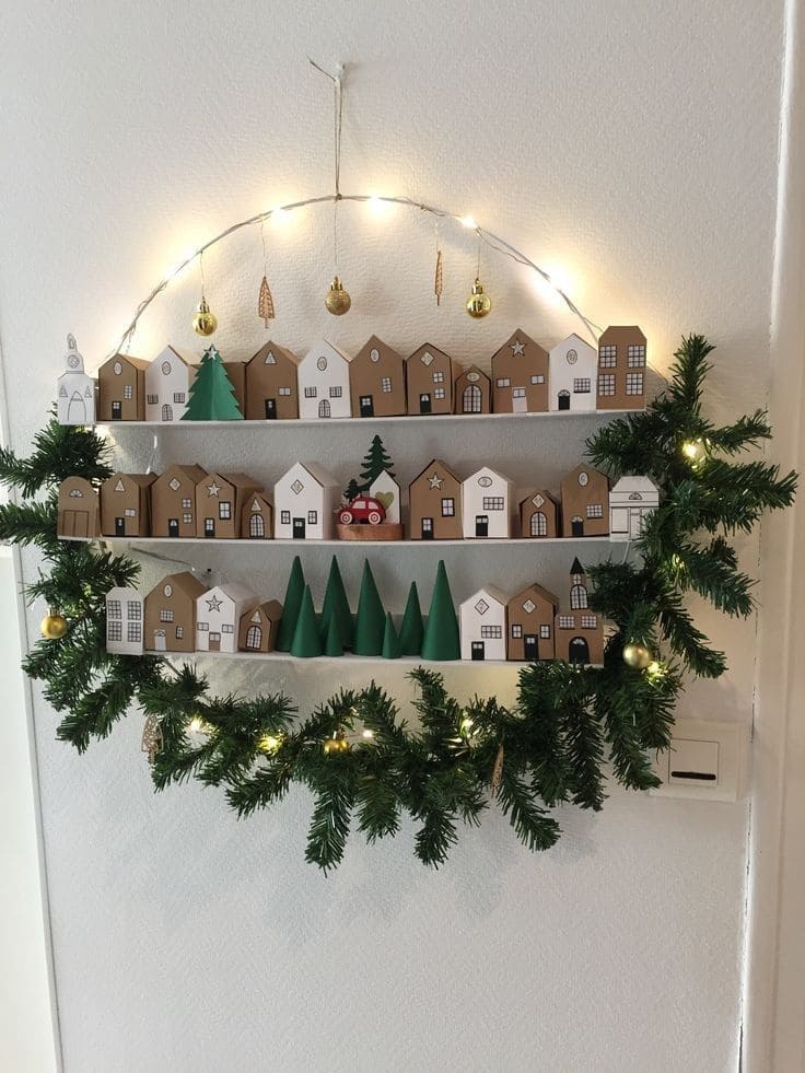 Charming Cardboard Village Wall Display