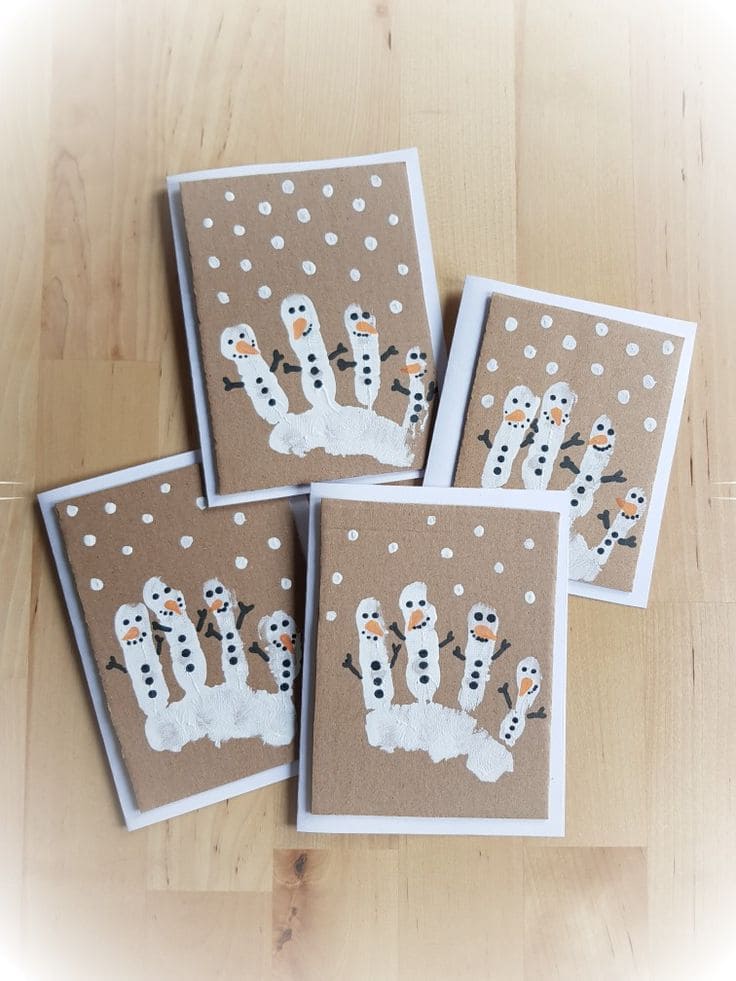 Charming Handprint Snowman Family Card