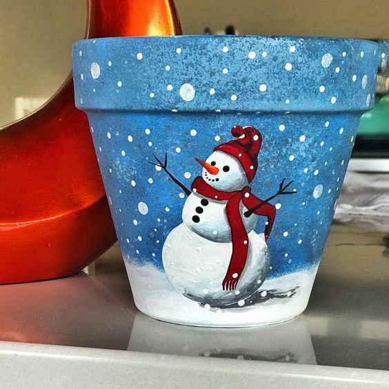 Charming Snowman Winter Pot