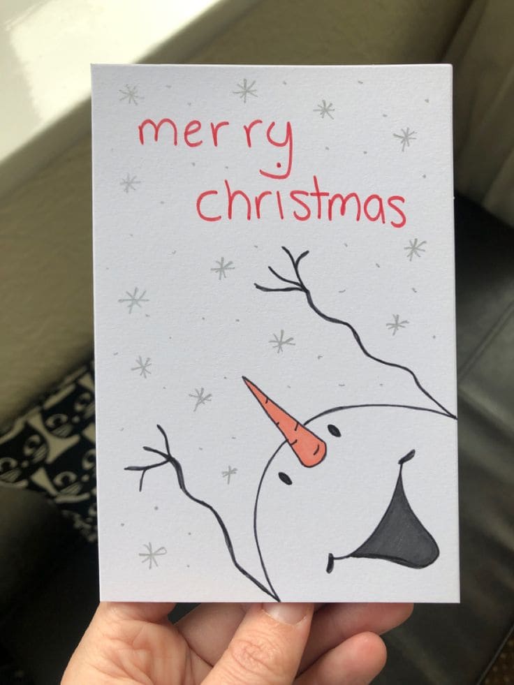 Cheerful Minimalist Snowman Christmas Card