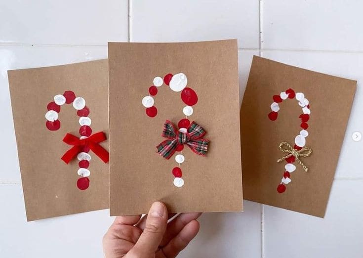 Chic Candy Cane Bow Cards