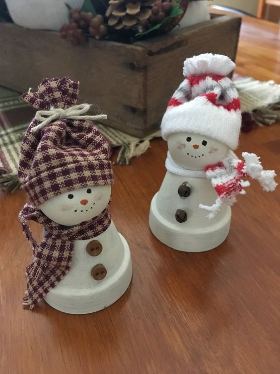 Cozy Snowman Clay Pot Duo