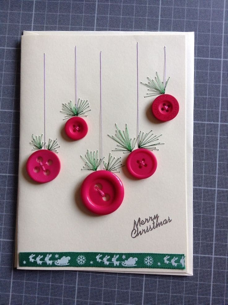 Creative Button Ornament Christmas Card