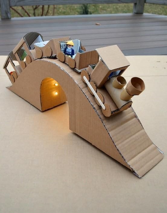 Creative Cardboard Train Bridge Display