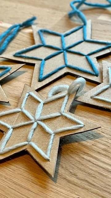 Delicate Yarn-Wrapped Cardboard Stars