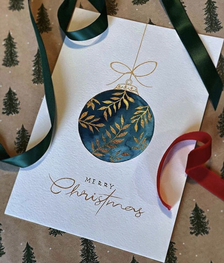 Elegant Gold Leaf Ornament Card