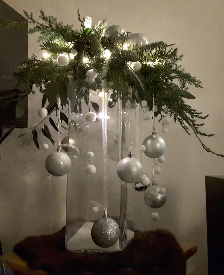 Elegant Hanging Silver Ornament Cascade