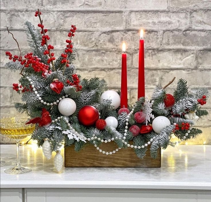 Elegant Red and White Holiday Centerpiece