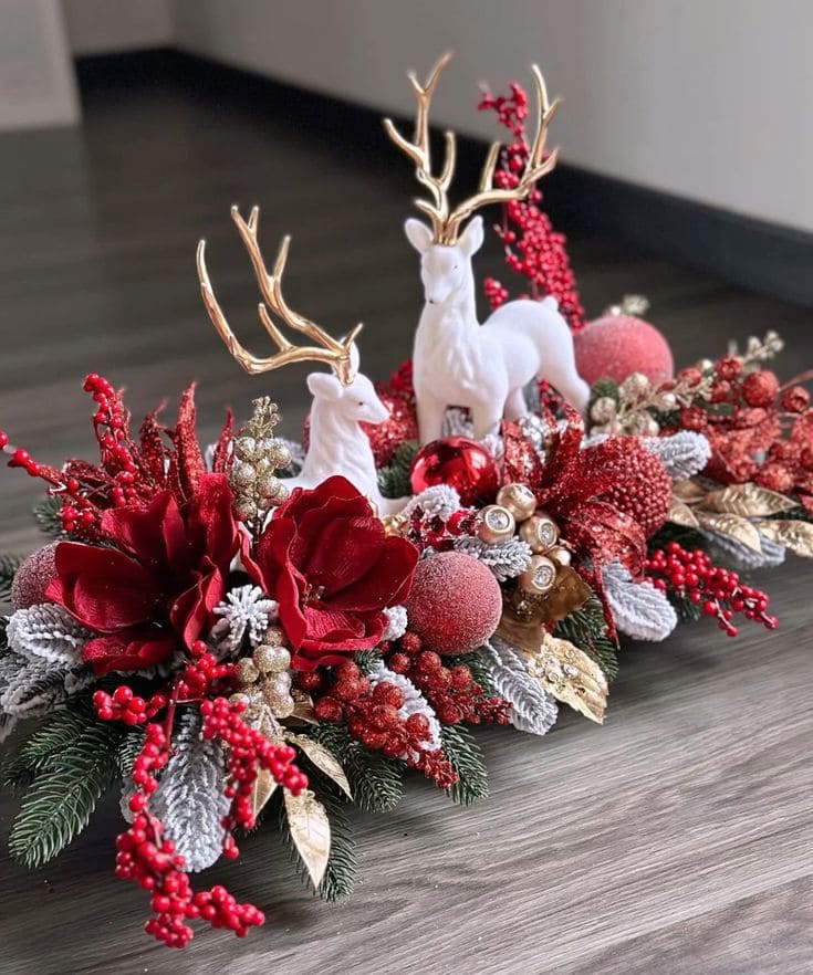 Elegant Reindeer Wonderland Christmas Centerpiece