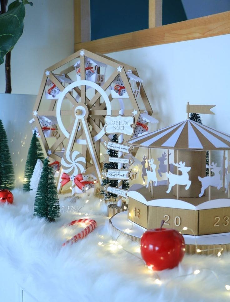 Enchanting Cardboard Christmas Carousel Display