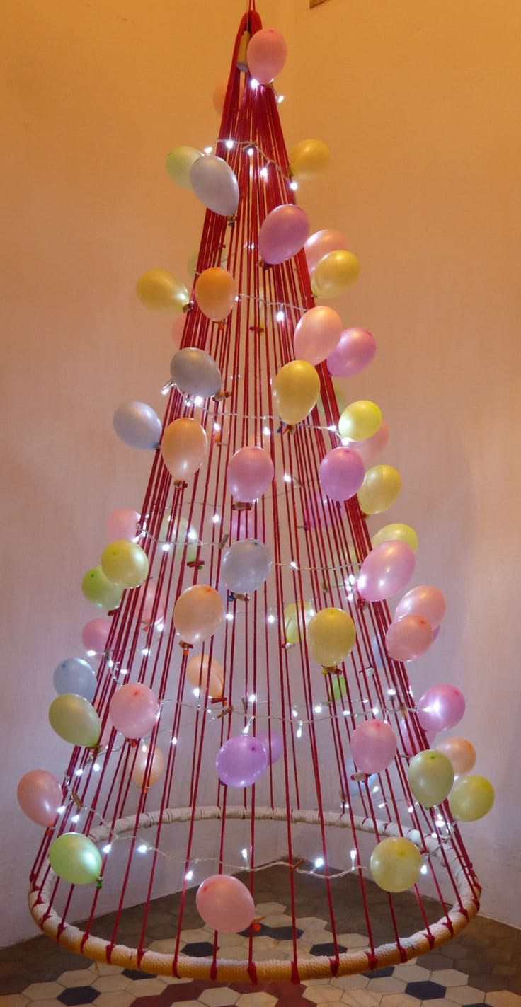 Festive Balloon Tree with Colorful Accents